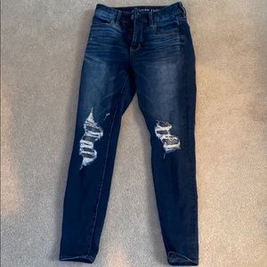 american eagle ripped dark wash jeans